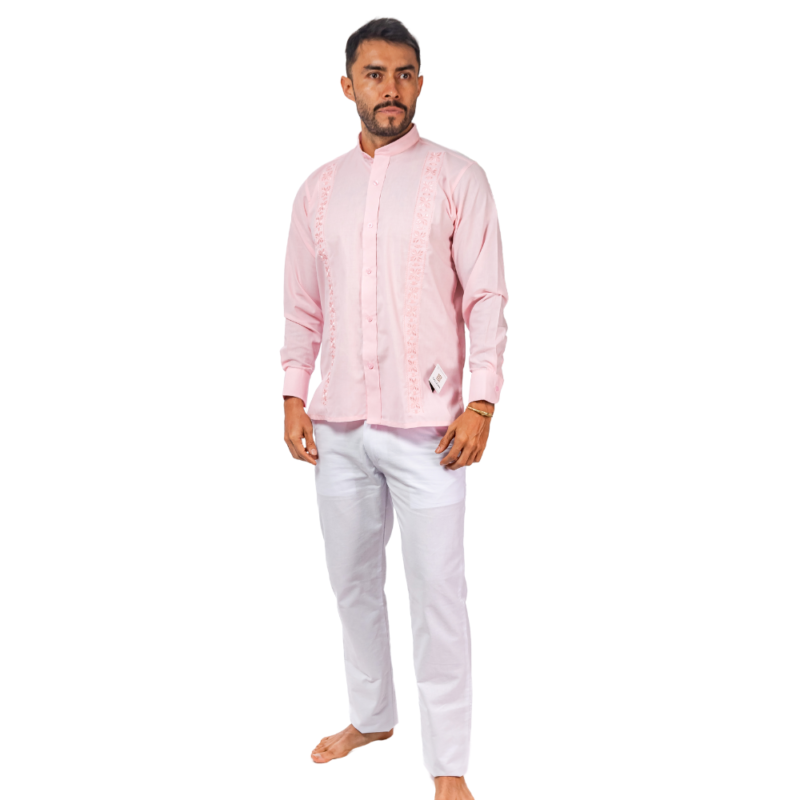 CONJUNTO EN LINO ROSA ANTIOQUEÑO NERU MANGA LARGA