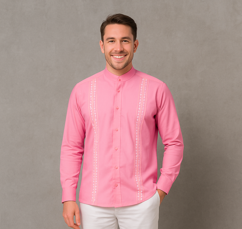 GUAYABERA LINO FUCSIA CUELLO NEU MANGA LARGA CF14