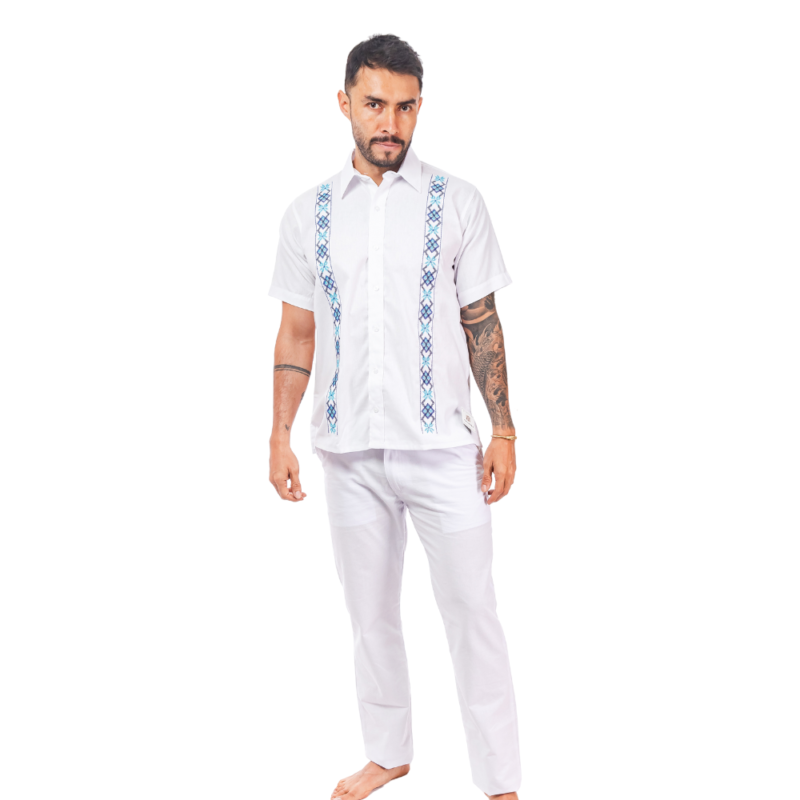 CONJUNTO EN LINO SANTANDEREANO CAMISERO MANGA CORTA