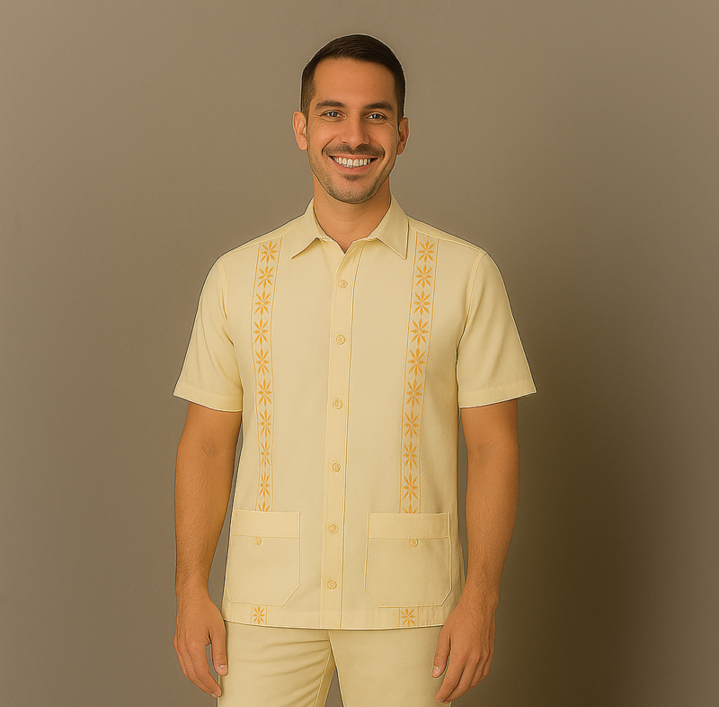 GUAYABERA BEIGECUELLO CAMISERO MANGA CORTA BG11