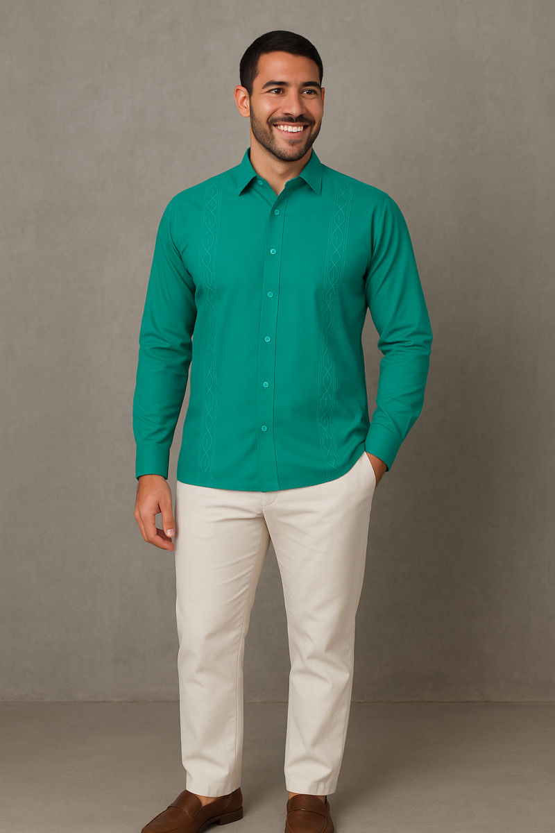 CONJUNTO DE LINO CAMISA VERDE Y PANTALON BLANCO CC ML BV12