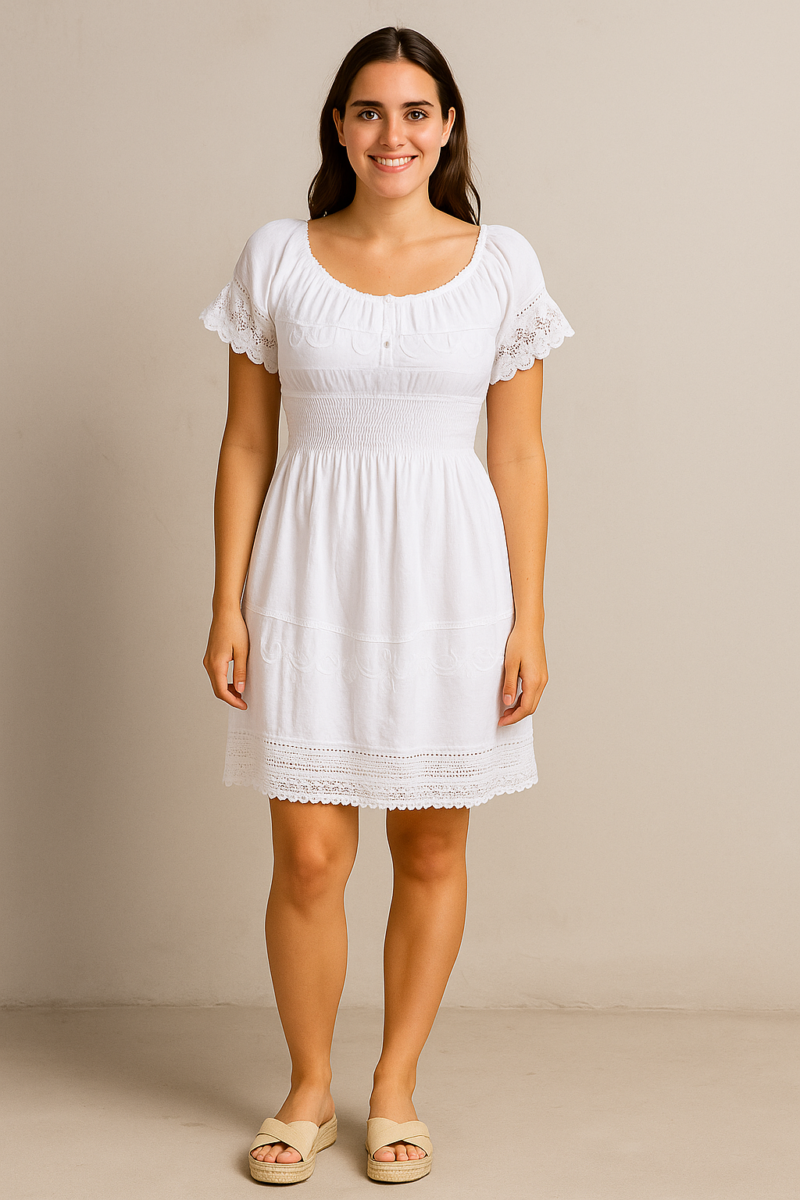 VESTIDO DE DAMA CORTO BORDADO