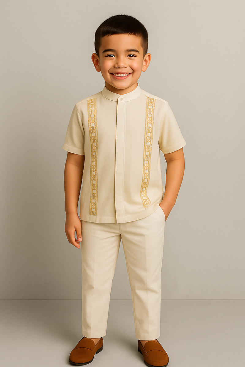 Conjunto Niño lino beige neru mc