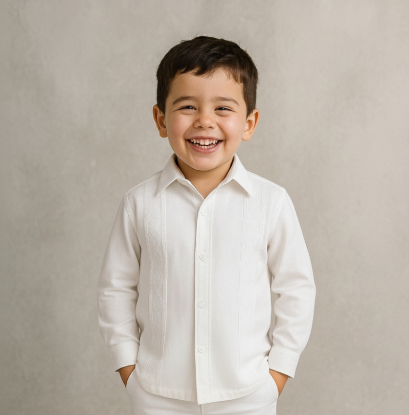 Guayabera Niño blanco camisero ml