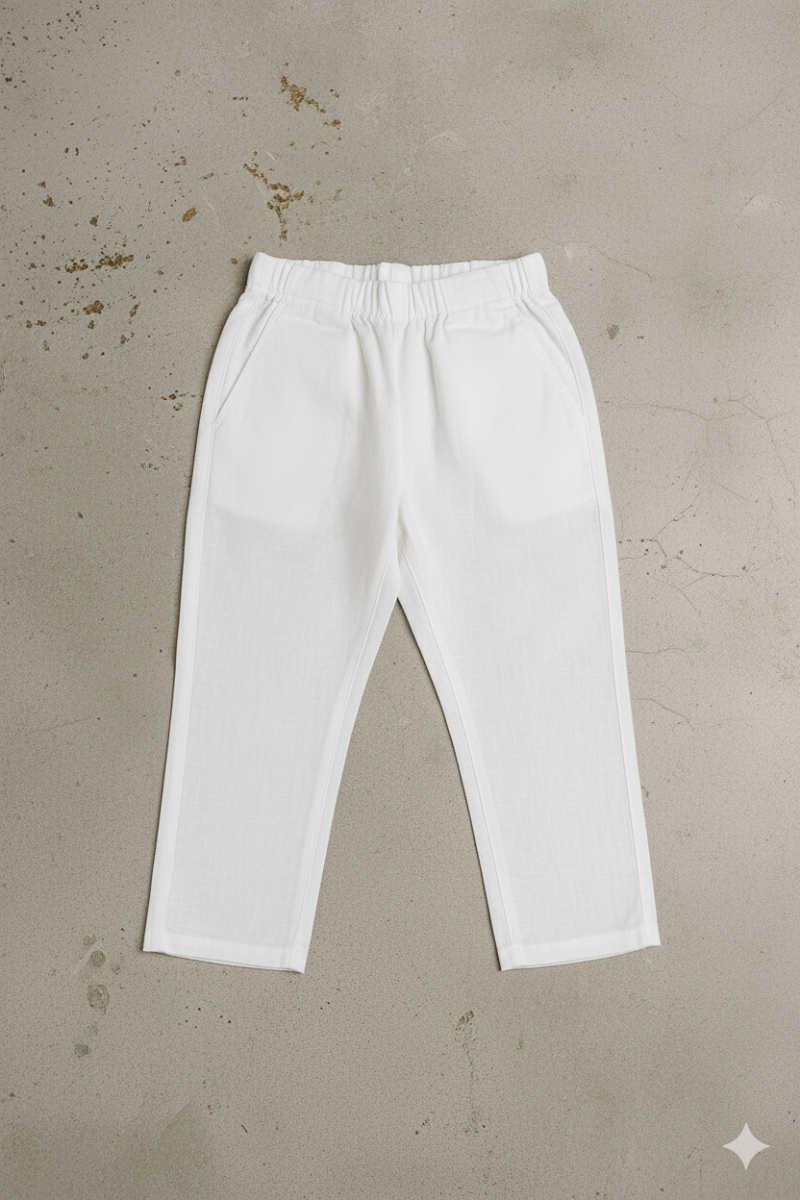 Pantalon lino niño blanco