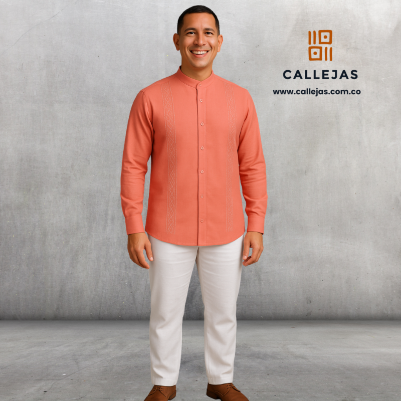 Conjunto lino salmon y pantalón blanco neru ml