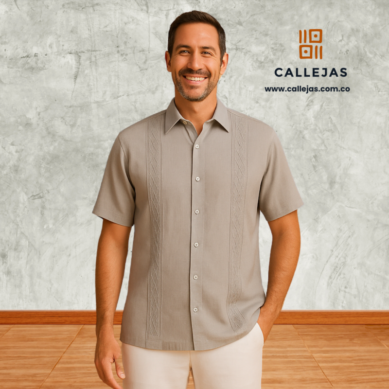 GUAYABERA GRIS  CAMISERO MC