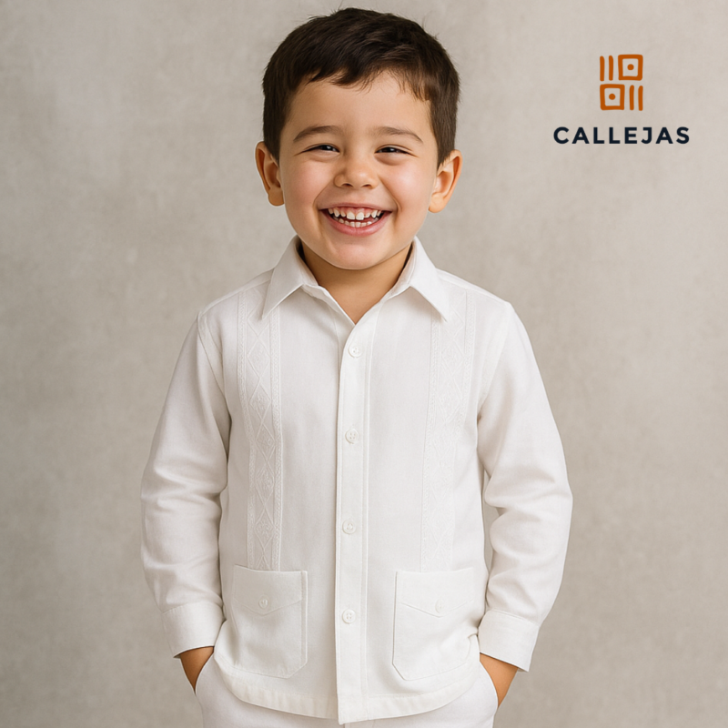 Guayabera Niño blanco camisero ml